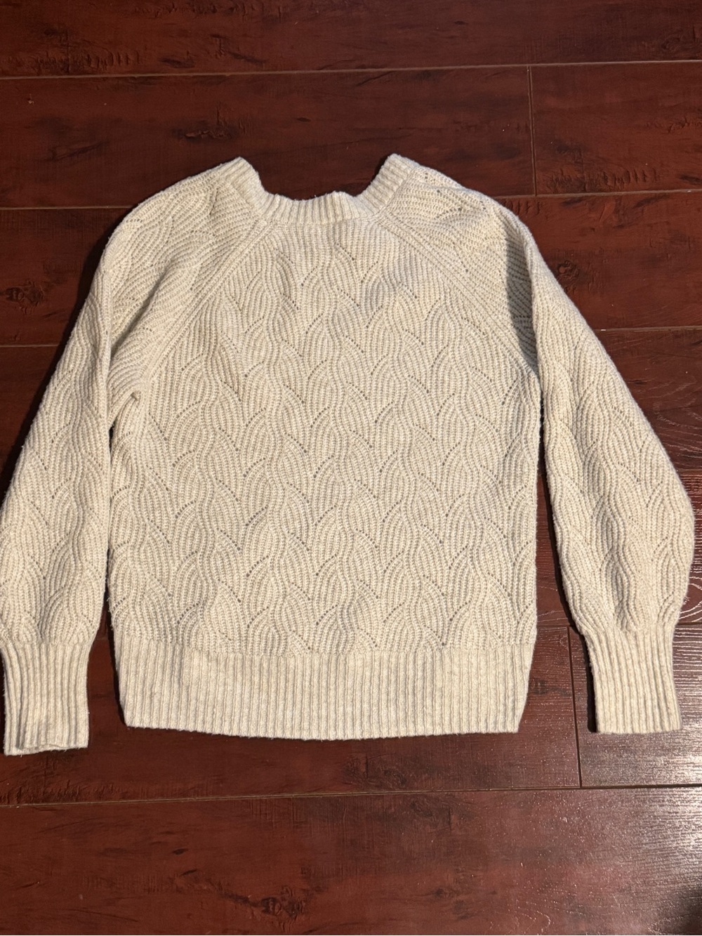 Abercrombie Kids Cream Cable Knit Sweater with Embroidered Neckline - Picture 3 of 3